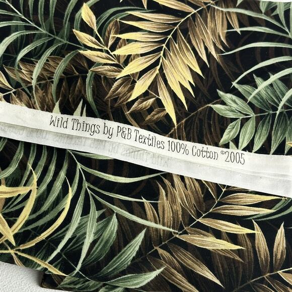 wild things p & b textiles 100% cotton green leafs leaves fabric print - Picture 2 of 3